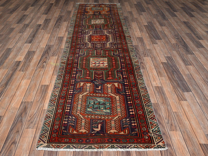 2'10" x 9'9" Vintage Hand Knotted Purple Wool Runner Oriental Rug - MOA1022176