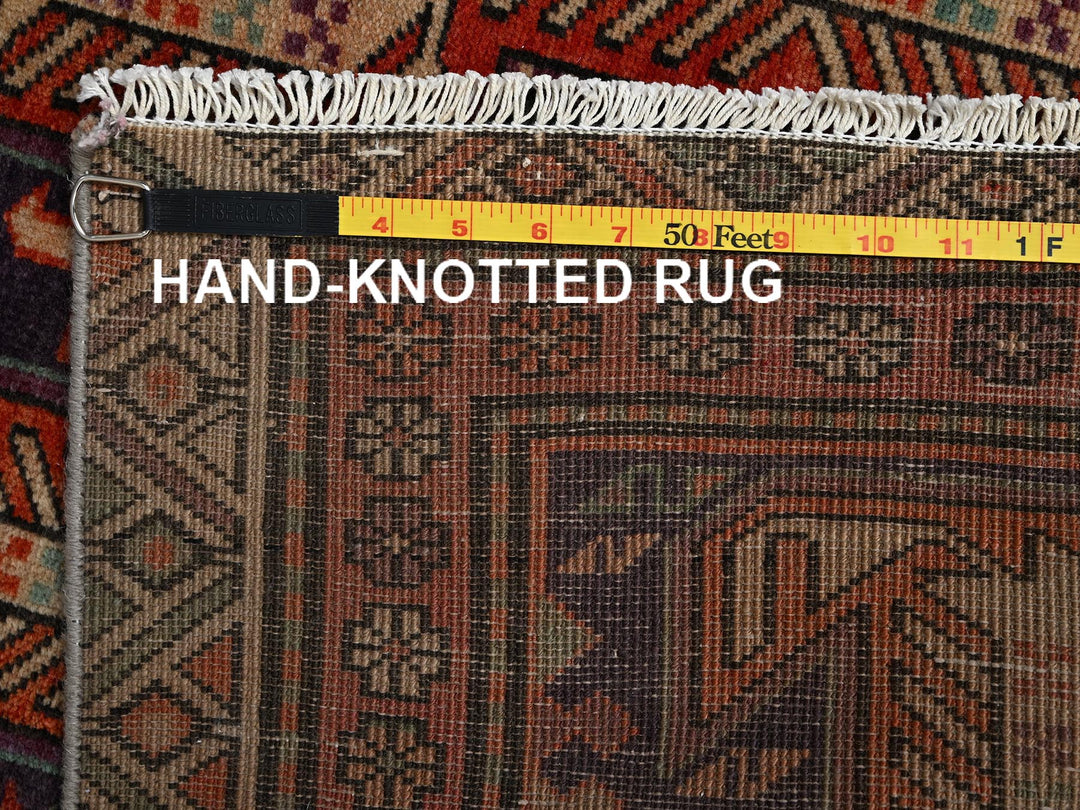 2'10" x 9'9" Vintage Hand Knotted Purple Wool Runner Oriental Rug - MOA1022176