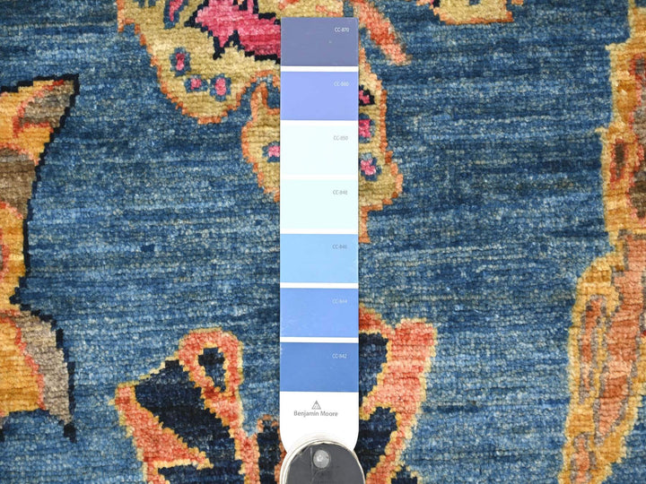 2'8" x 5'8" New Hand Knotted Blue Wool Runner Oriental Rug - MOA10221770