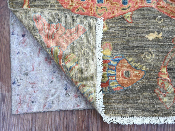2'0" x 2'11" New Hand Knotted Brown Wool Rectangle Oriental Rug - MOA10221771