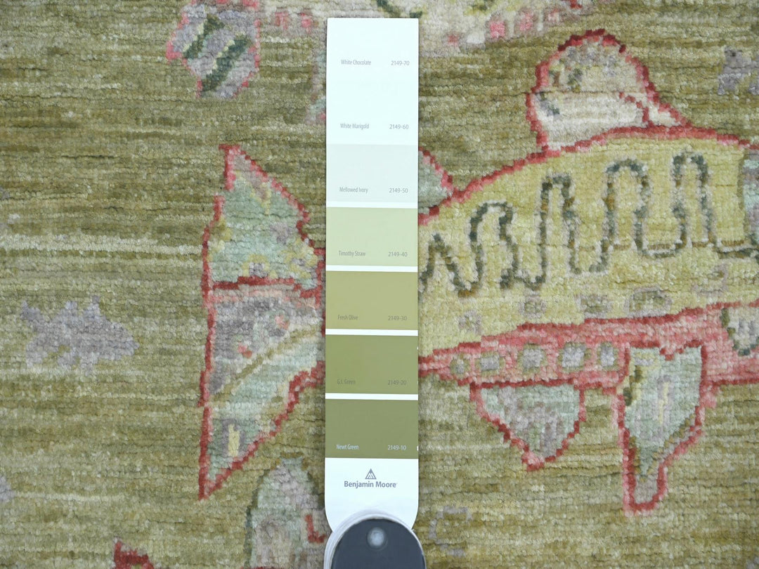 2'1" x 2'11" New Hand Knotted Green Wool Rectangle Oriental Rug - MOA10221772