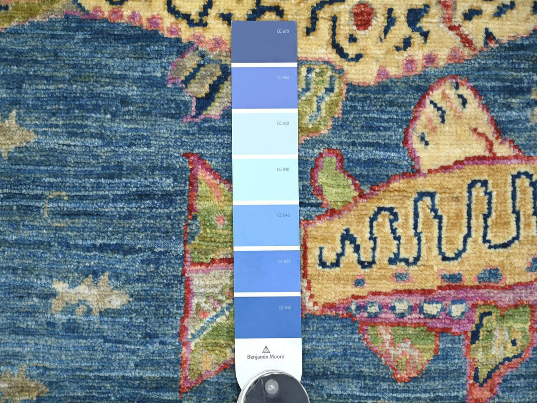 2'0" x 2'10" New Hand Knotted Blue Wool Rectangle Oriental Rug - MOA10221773