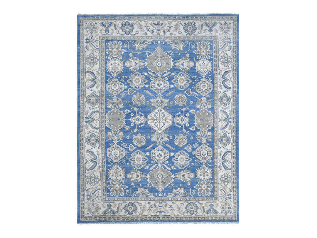 8'11" x 11'6" New Hand Knotted Blue Wool Rectangle Oriental Rug - MOA10221775