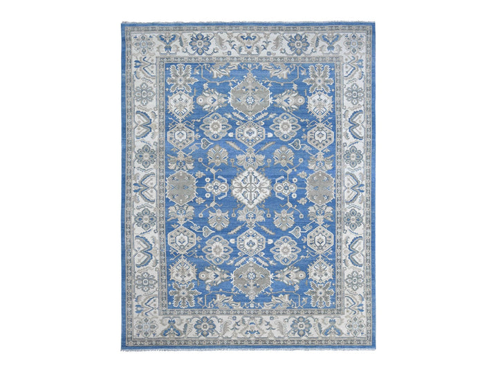 8'11" x 11'6" New Hand Knotted Blue Wool Rectangle Oriental Rug - MOA10221775