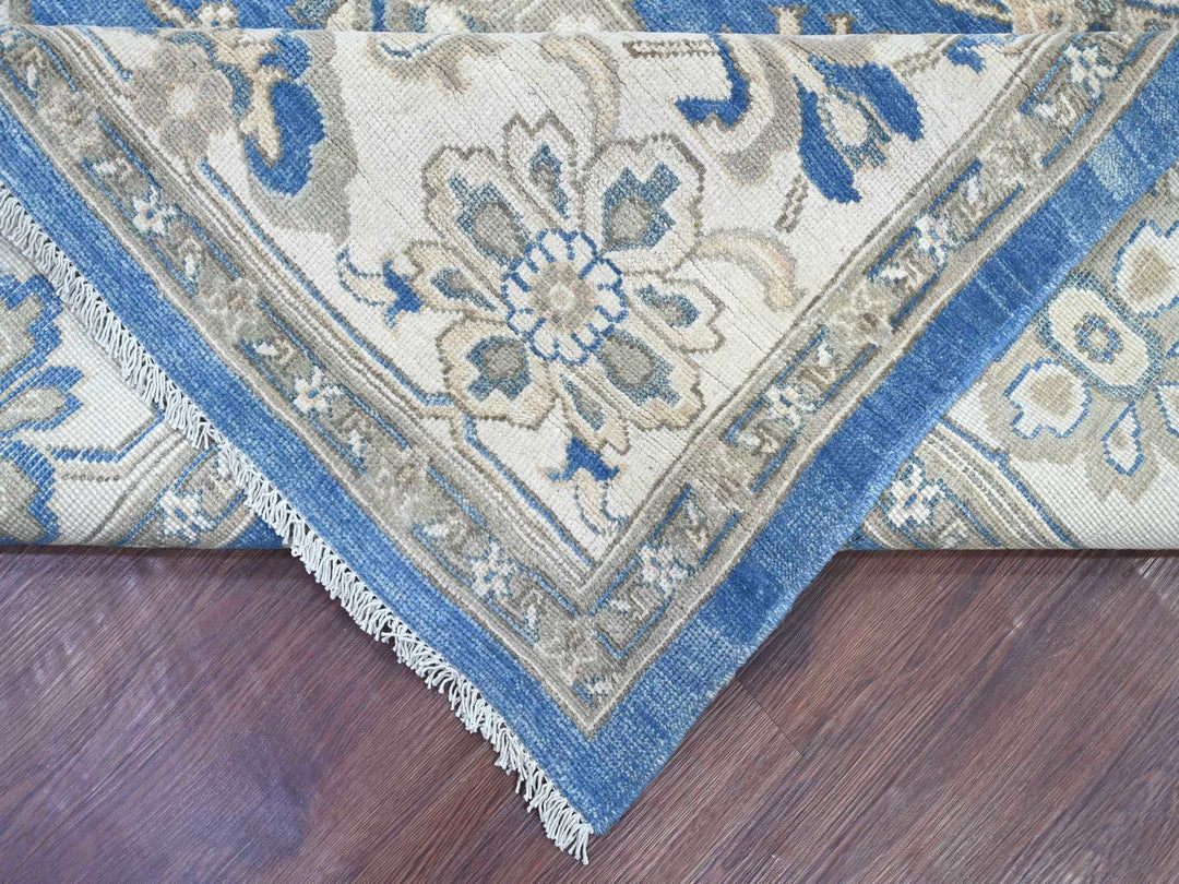 8'11" x 11'6" New Hand Knotted Blue Wool Rectangle Oriental Rug - MOA10221775