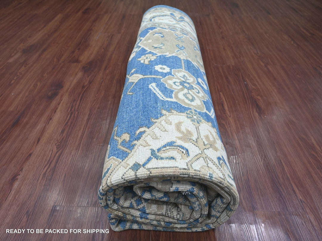 8'11" x 11'6" New Hand Knotted Blue Wool Rectangle Oriental Rug - MOA10221775