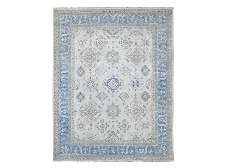 8'8" x 11'2" New Hand Knotted Ivory Wool Rectangle Oriental Rug - MOA10221776
