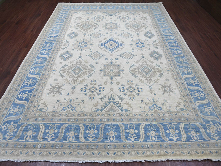8'8" x 11'2" New Hand Knotted Ivory Wool Rectangle Oriental Rug - MOA10221776