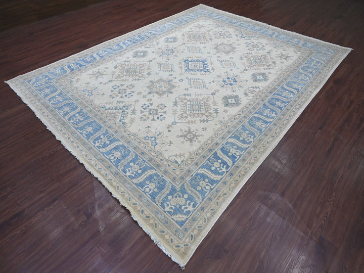 8'8" x 11'2" New Hand Knotted Ivory Wool Rectangle Oriental Rug - MOA10221776