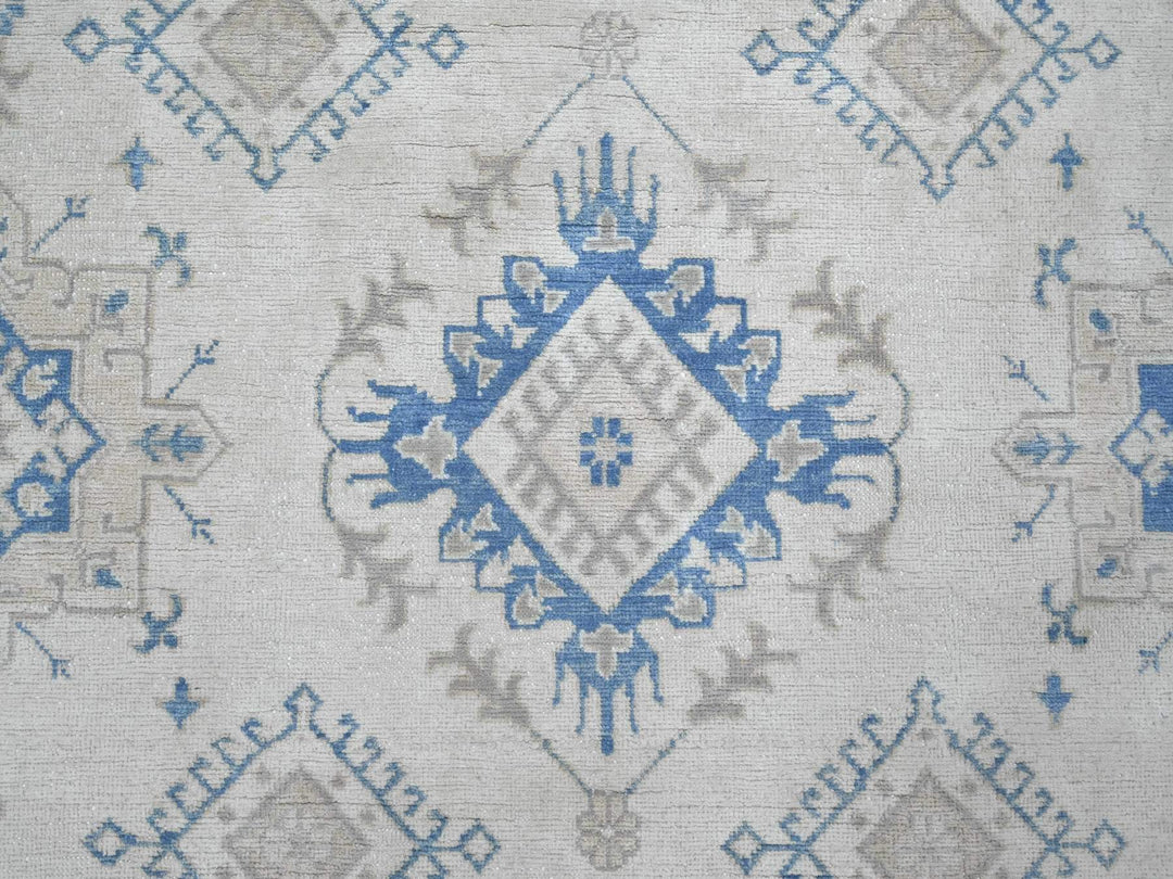 8'8" x 11'2" New Hand Knotted Ivory Wool Rectangle Oriental Rug - MOA10221776