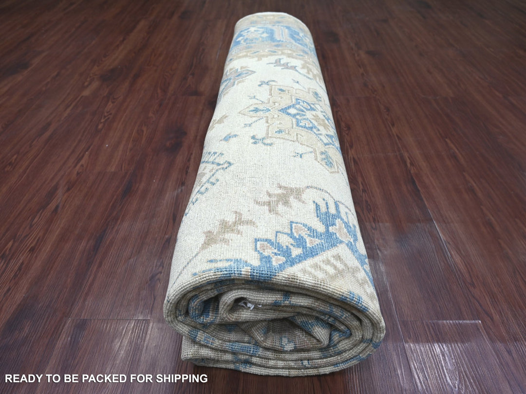 8'8" x 11'2" New Hand Knotted Ivory Wool Rectangle Oriental Rug - MOA10221776
