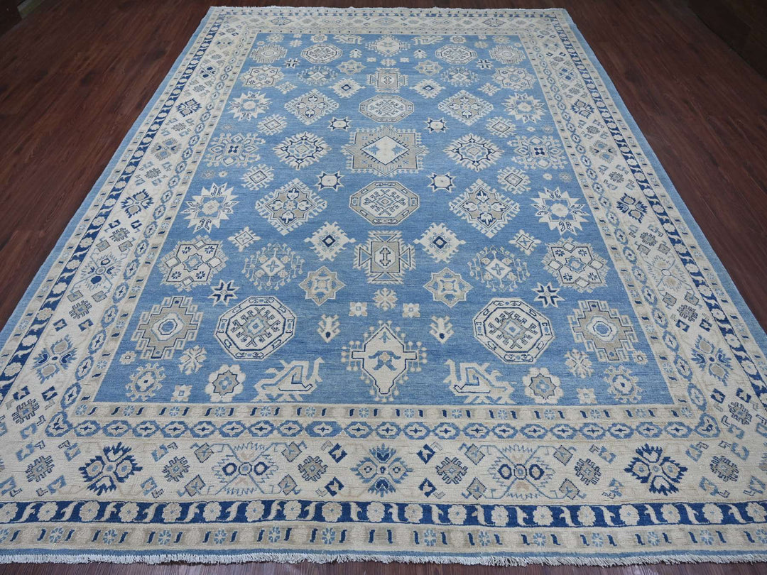 8'11" x 11'8" New Hand Knotted Blue Wool Rectangle Oriental Rug - MOA10221777
