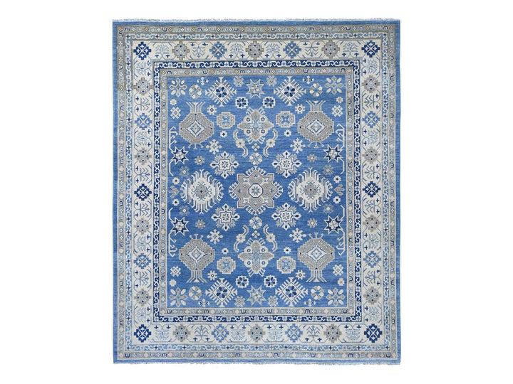 8'2" x 9'7" New Hand Knotted Blue Wool Rectangle Oriental Rug - MOA10221778