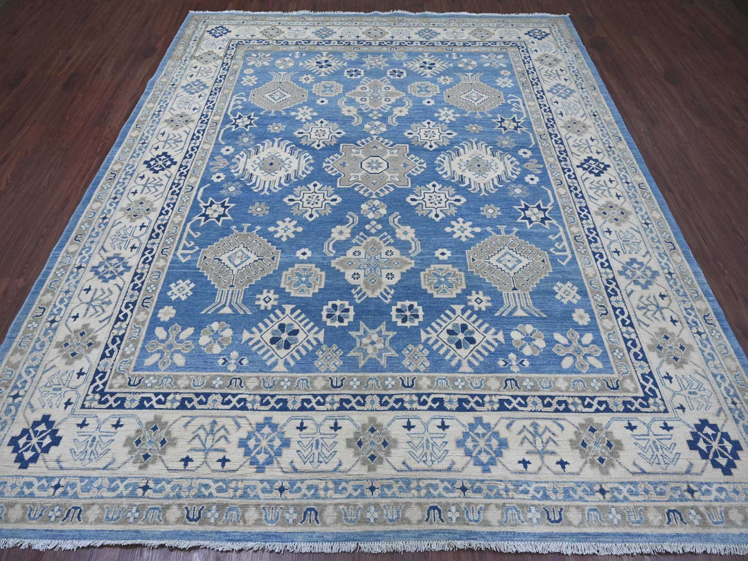 8'2" x 9'7" New Hand Knotted Blue Wool Rectangle Oriental Rug - MOA10221778