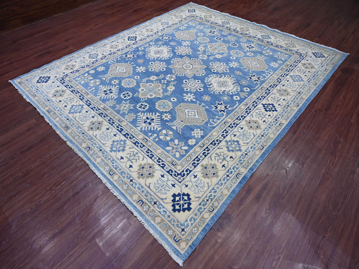 8'2" x 9'7" New Hand Knotted Blue Wool Rectangle Oriental Rug - MOA10221778