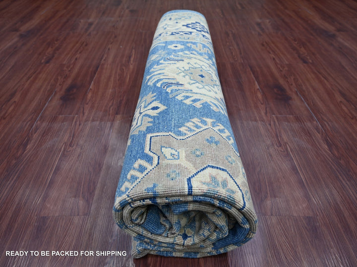 8'2" x 9'7" New Hand Knotted Blue Wool Rectangle Oriental Rug - MOA10221778