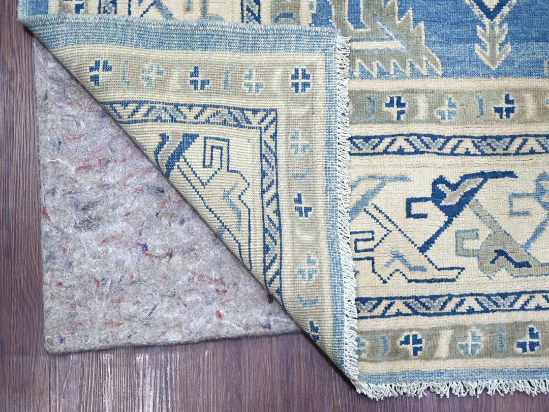 8'0" x 9'8" New Hand Knotted Blue Wool Rectangle Oriental Rug - MOA10221780