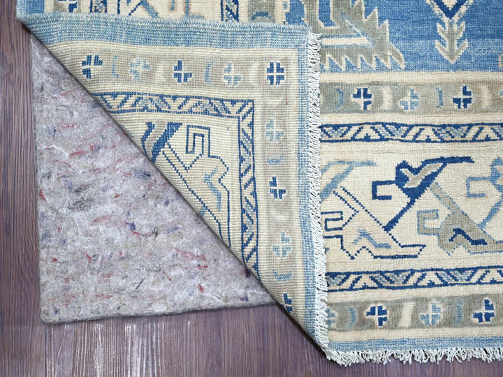 8'0" x 9'8" New Hand Knotted Blue Wool Rectangle Oriental Rug - MOA10221780