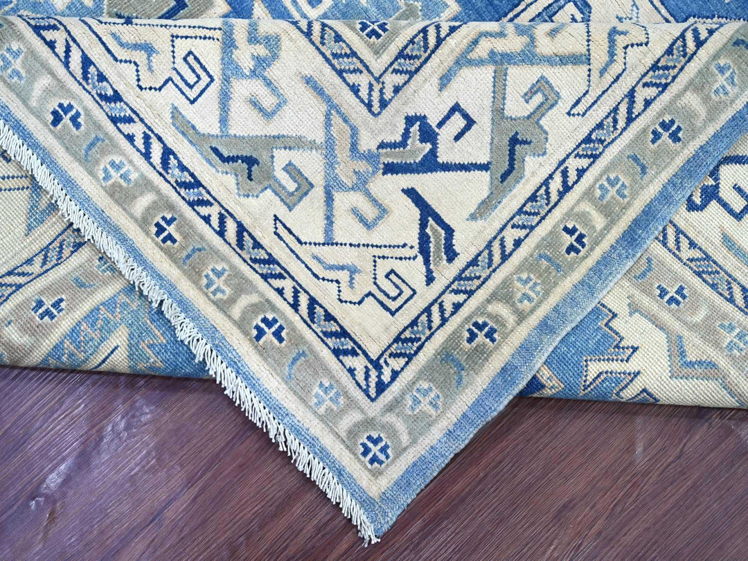 8'0" x 9'8" New Hand Knotted Blue Wool Rectangle Oriental Rug - MOA10221780
