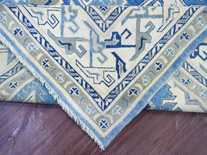 8'0" x 9'8" New Hand Knotted Blue Wool Rectangle Oriental Rug - MOA10221780