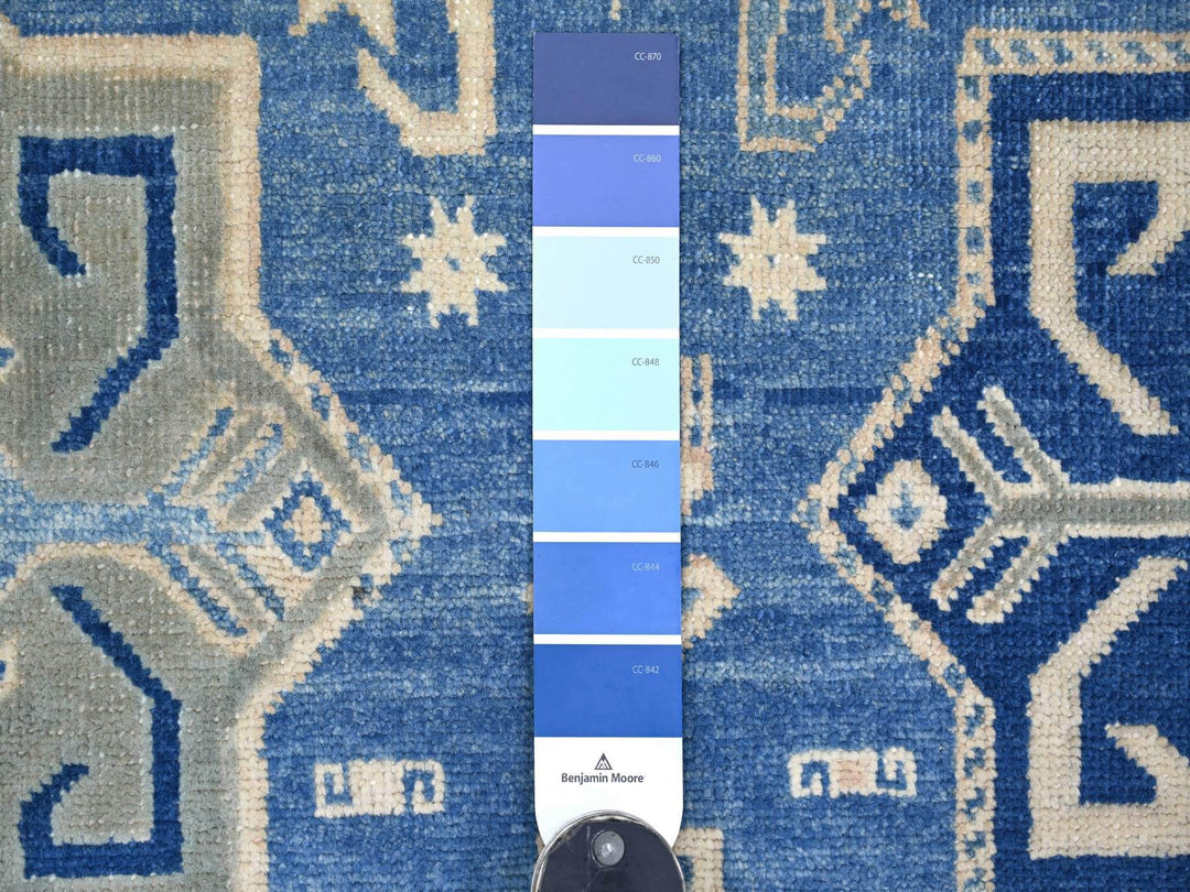 8'0" x 9'8" New Hand Knotted Blue Wool Rectangle Oriental Rug - MOA10221780