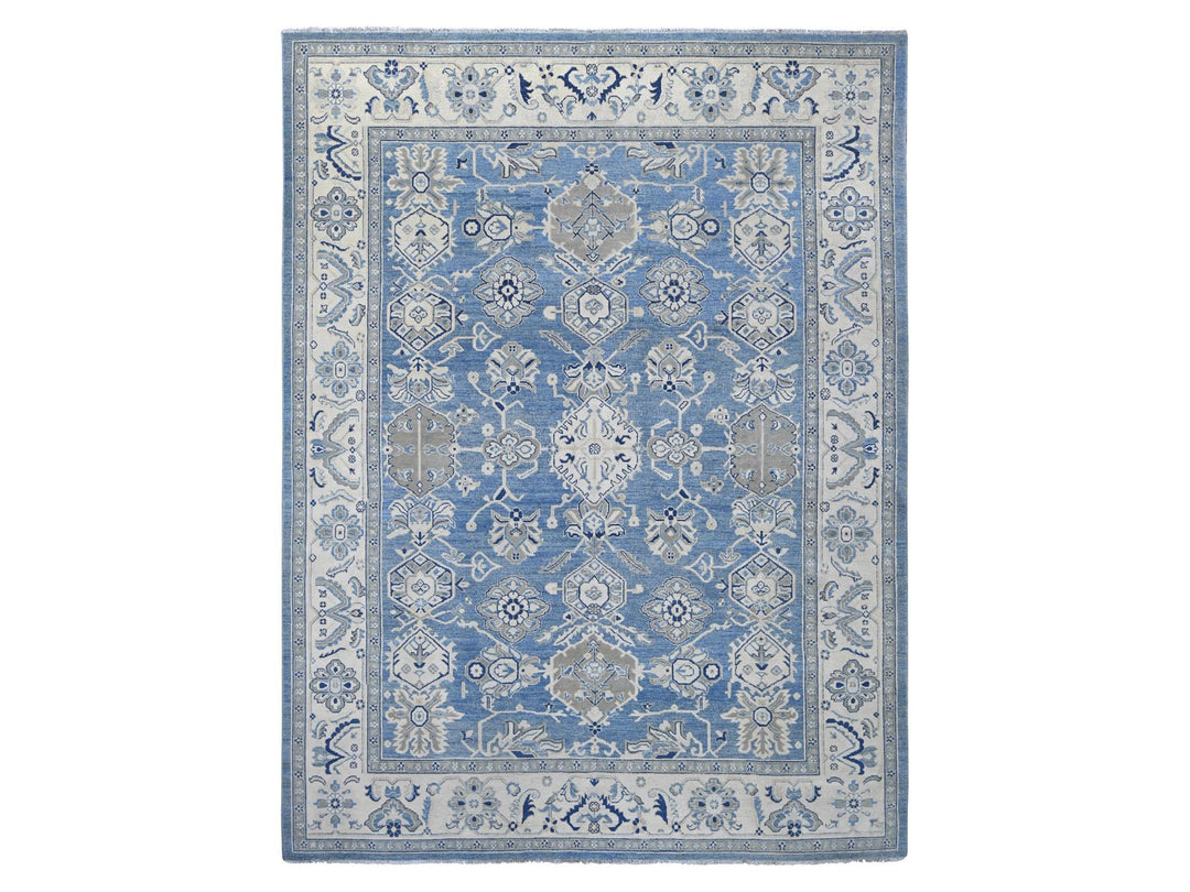 8'11" x 11'8" New Hand Knotted Blue Wool Rectangle Oriental Rug - MOA10221781
