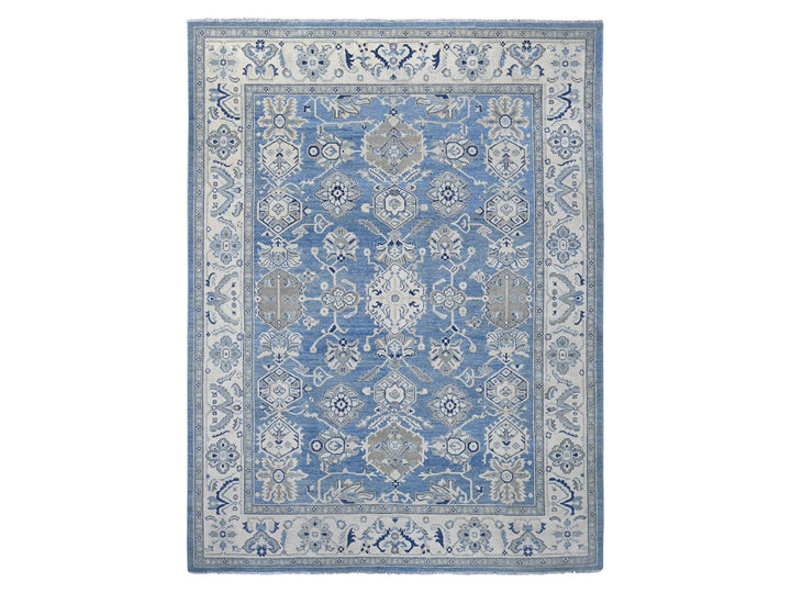 8'11" x 11'8" New Hand Knotted Blue Wool Rectangle Oriental Rug - MOA10221781