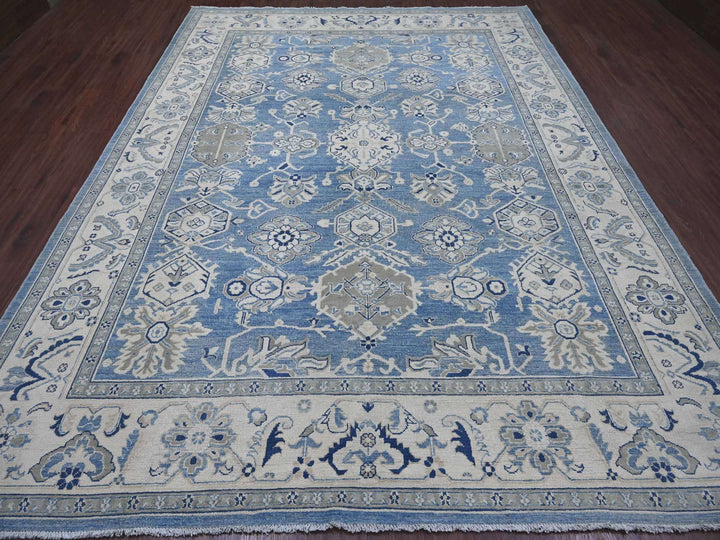 8'11" x 11'8" New Hand Knotted Blue Wool Rectangle Oriental Rug - MOA10221781