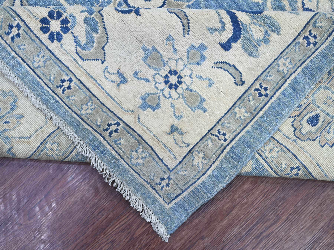 8'11" x 11'8" New Hand Knotted Blue Wool Rectangle Oriental Rug - MOA10221781