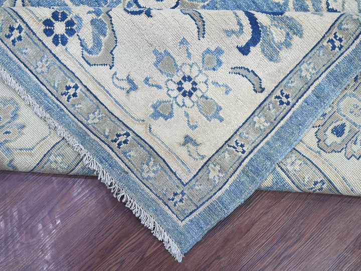 8'11" x 11'8" New Hand Knotted Blue Wool Rectangle Oriental Rug - MOA10221781