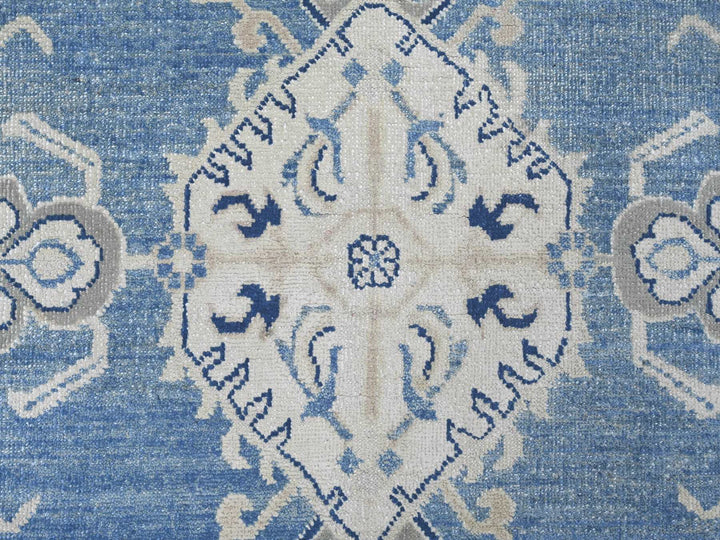 8'11" x 11'8" New Hand Knotted Blue Wool Rectangle Oriental Rug - MOA10221781
