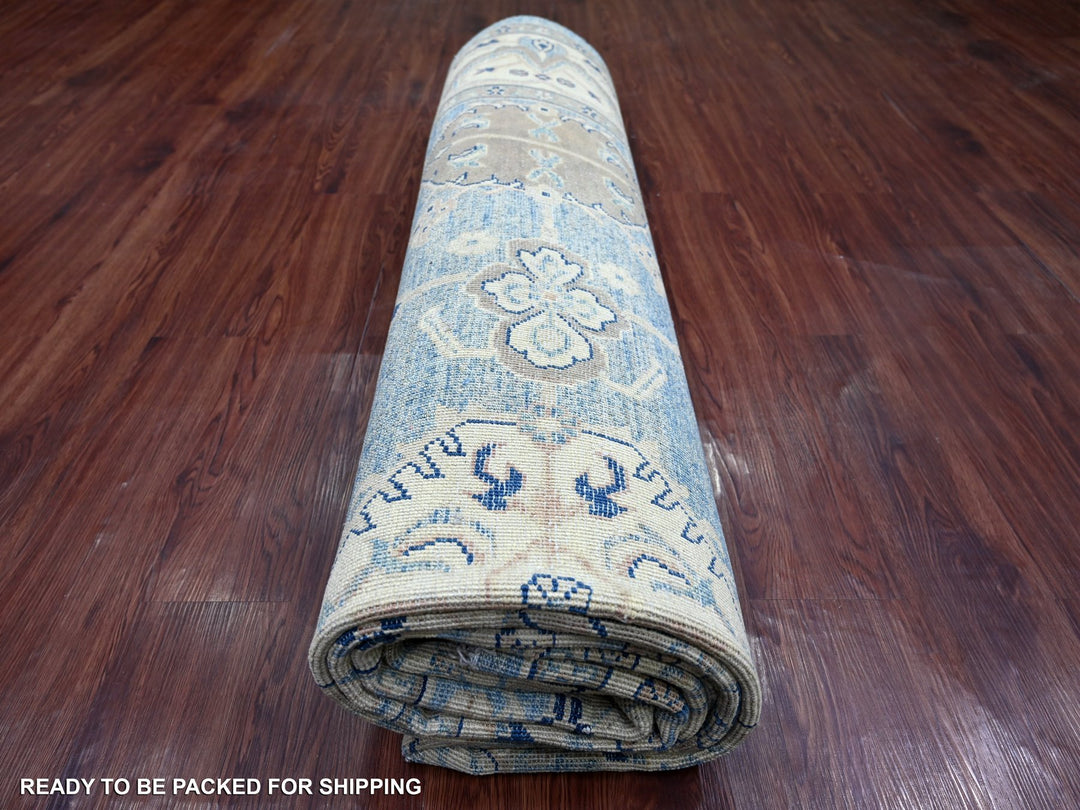 8'11" x 11'8" New Hand Knotted Blue Wool Rectangle Oriental Rug - MOA10221781