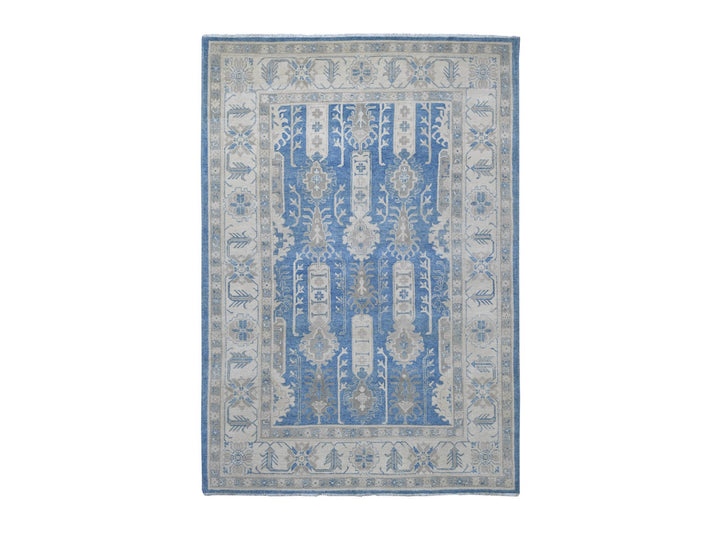 6'0" x 8'7" New Hand Knotted Blue Wool Rectangle Oriental Rug - MOA10221785