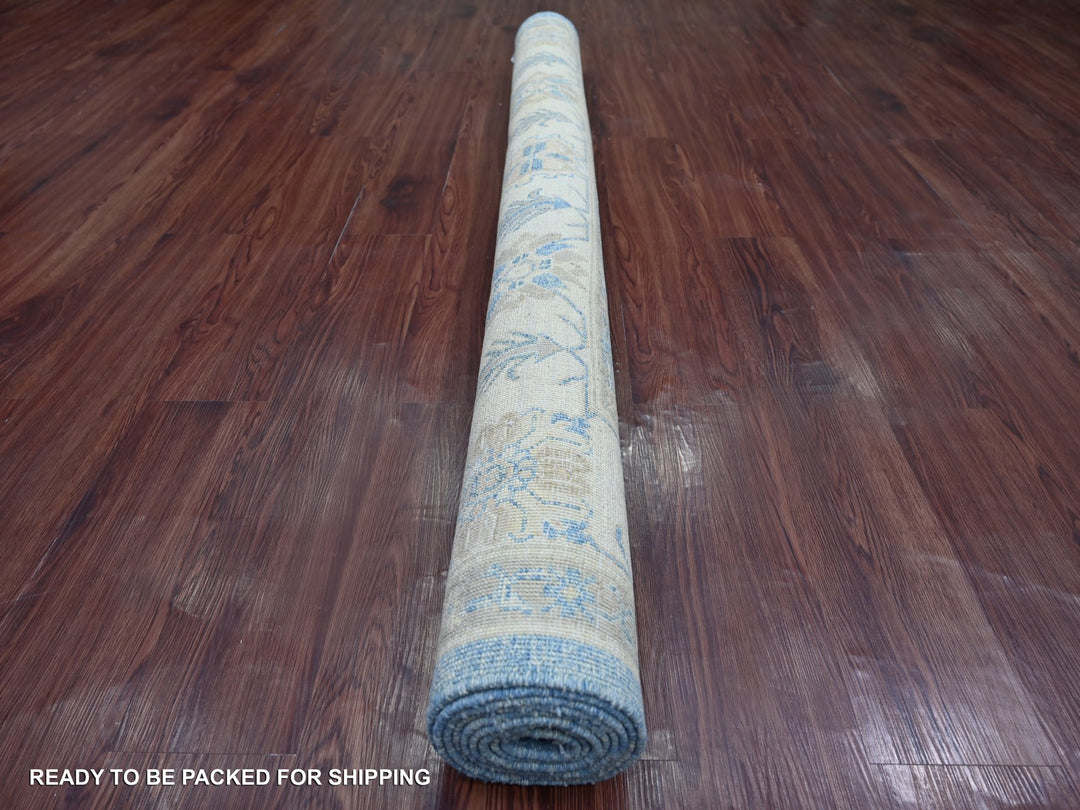 6'0" x 8'7" New Hand Knotted Blue Wool Rectangle Oriental Rug - MOA10221785