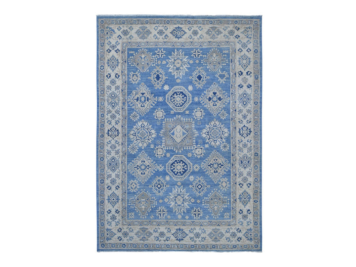 6'0" x 8'5" New Hand Knotted Blue Wool Rectangle Oriental Rug - MOA10221786