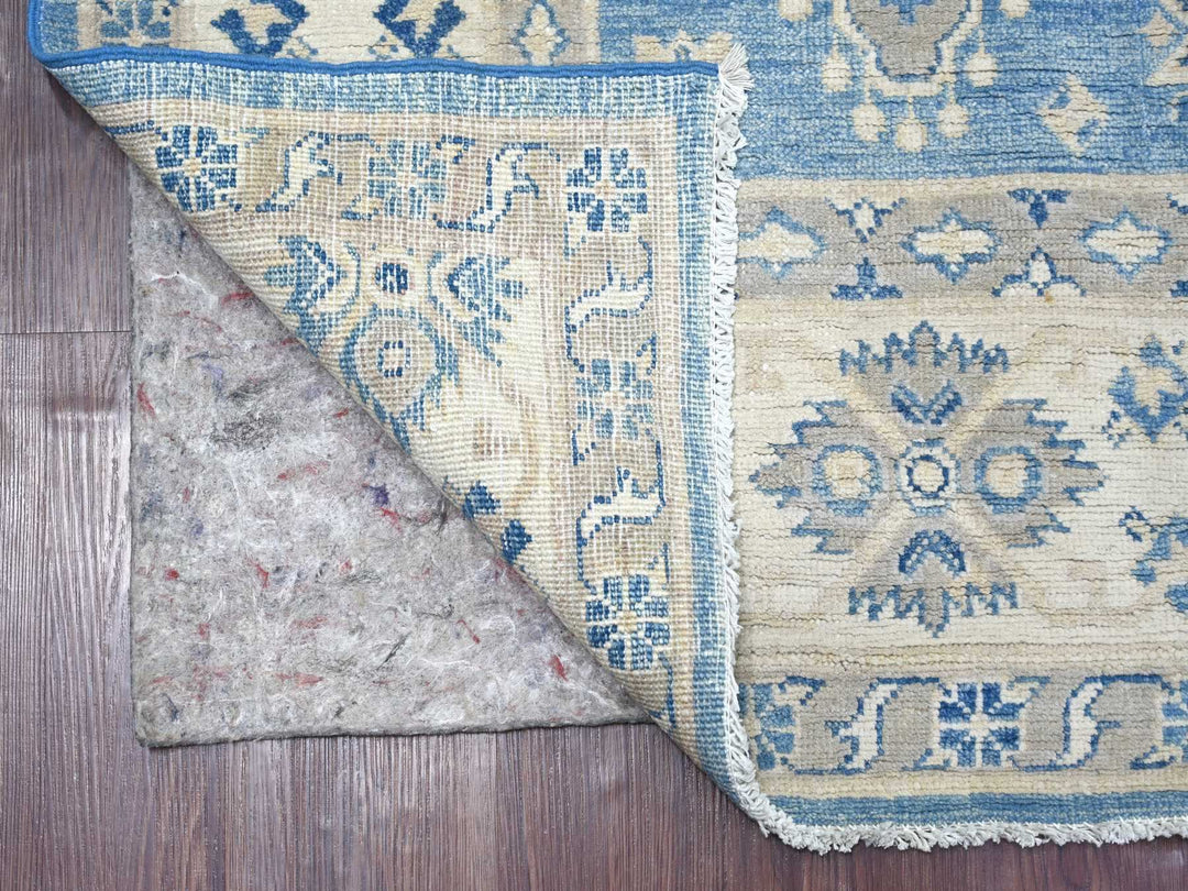 6'0" x 8'5" New Hand Knotted Blue Wool Rectangle Oriental Rug - MOA10221786