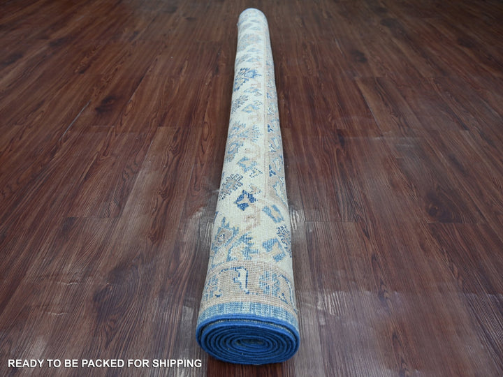 6'0" x 8'5" New Hand Knotted Blue Wool Rectangle Oriental Rug - MOA10221786