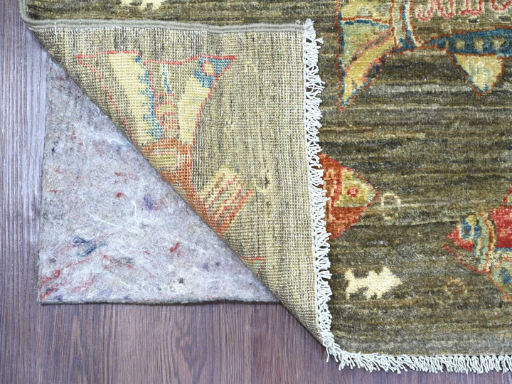 2'6" x 9'10" New Hand Knotted Brown Wool Runner Oriental Rug - MOA10221788