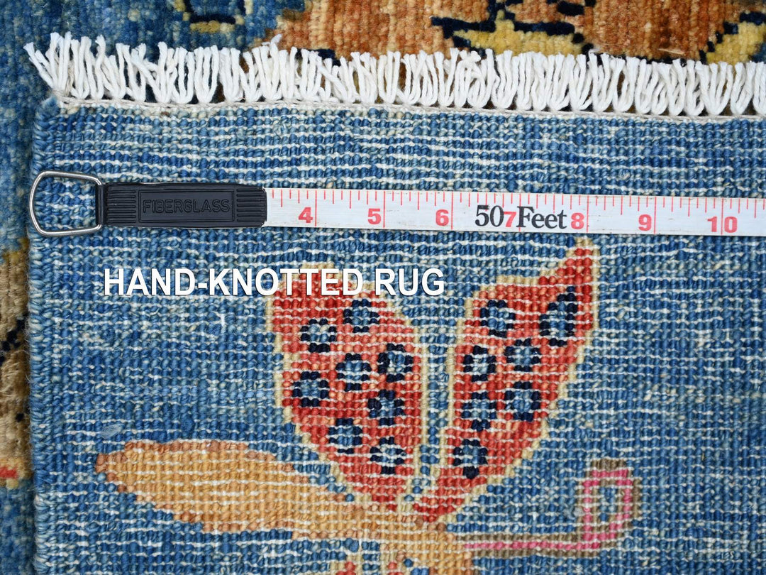 2'8" x 7'10" New Hand Knotted Blue Wool Runner Oriental Rug - MOA10221789