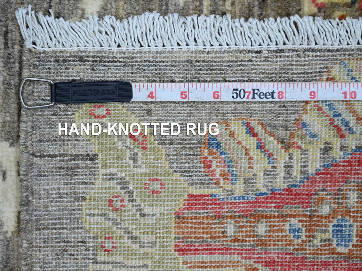 2'7" x 11'7" New Hand Knotted Grey Wool Runner Oriental Rug - MOA10221790