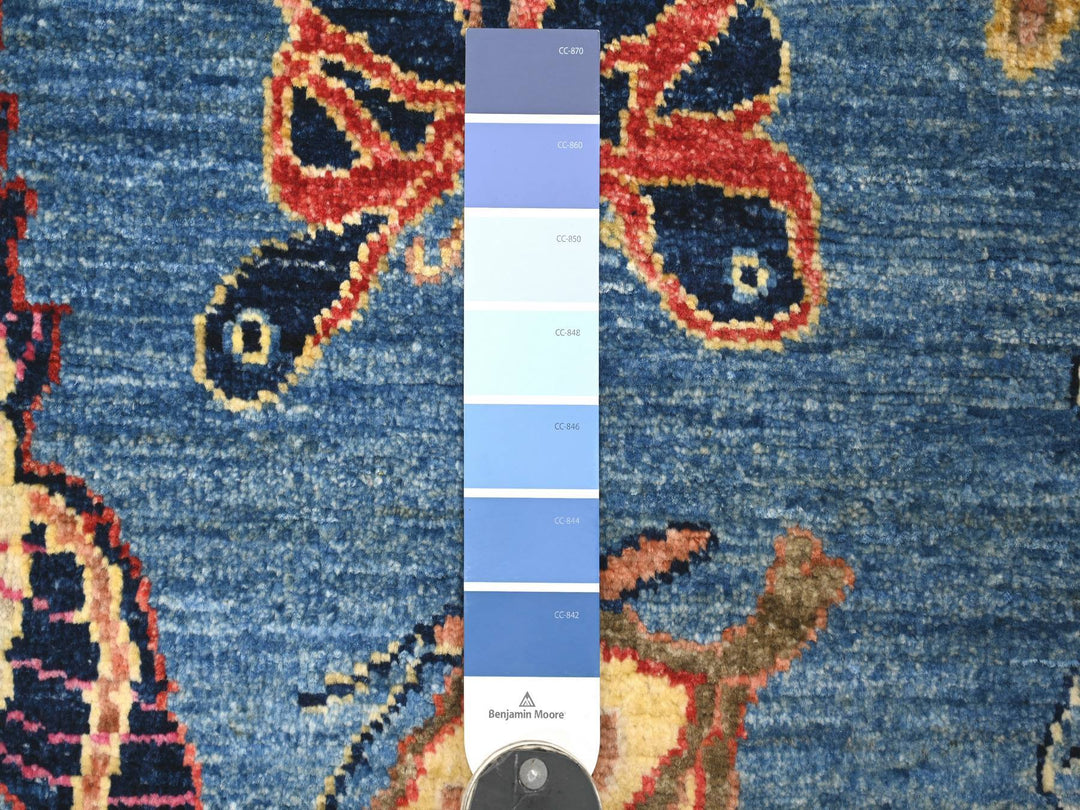 2'8" x 5'8" New Hand Knotted Blue Wool Runner Oriental Rug - MOA10221791