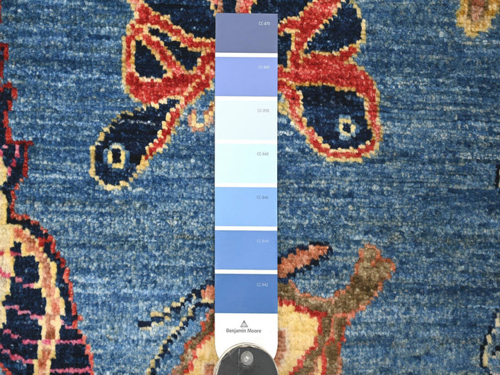 2'8" x 5'8" New Hand Knotted Blue Wool Runner Oriental Rug - MOA10221791