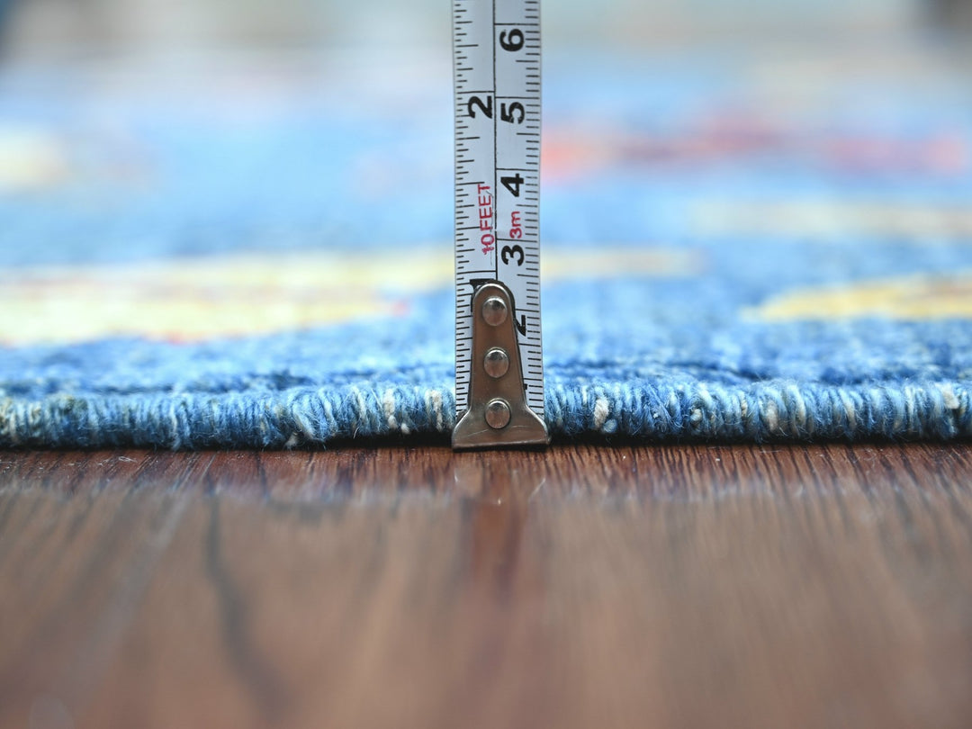 2'8" x 5'8" New Hand Knotted Blue Wool Runner Oriental Rug - MOA10221791