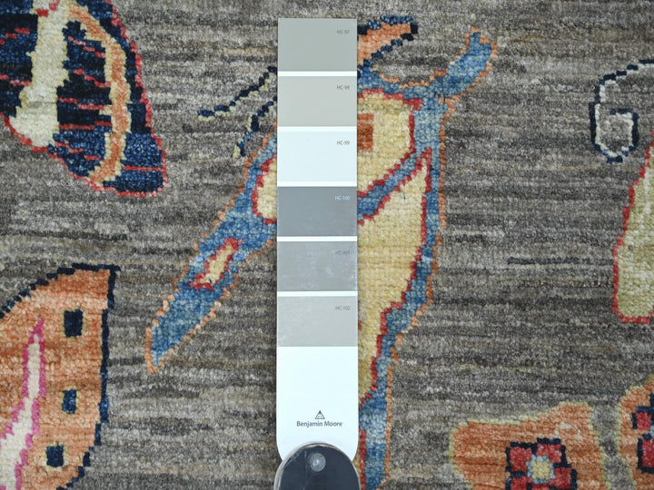 2'5" x 5'9" New Hand Knotted Grey Wool Runner Oriental Rug - MOA10221793