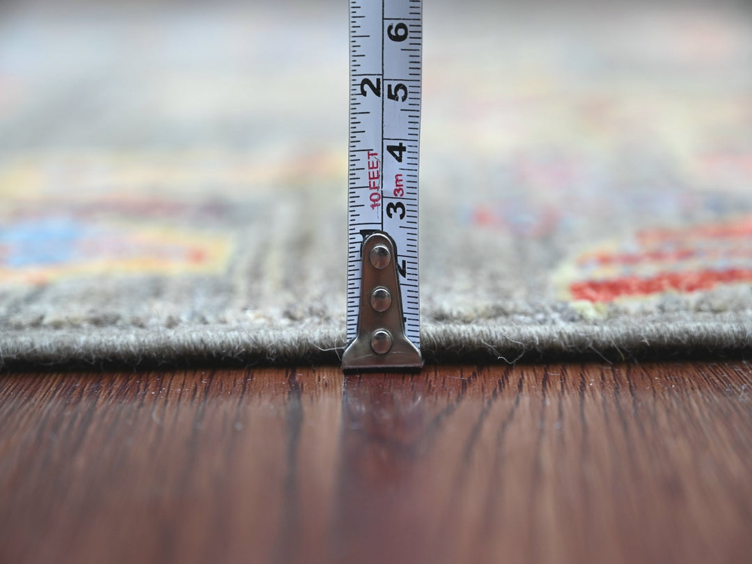 2'5" x 5'9" New Hand Knotted Grey Wool Runner Oriental Rug - MOA10221793