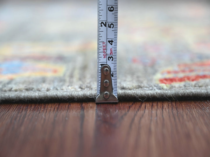 2'5" x 5'9" New Hand Knotted Grey Wool Runner Oriental Rug - MOA10221793