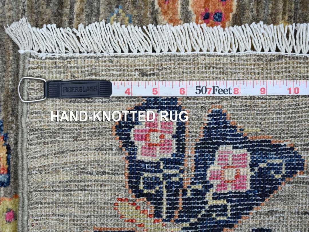 2'5" x 5'9" New Hand Knotted Grey Wool Runner Oriental Rug - MOA10221793