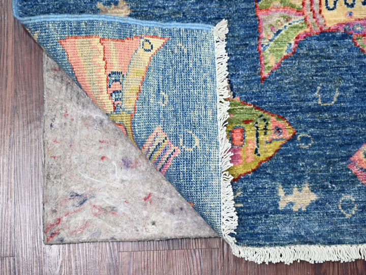 2'6" x 6'2" New Hand Knotted Blue Wool Runner Oriental Rug - MOA10221794