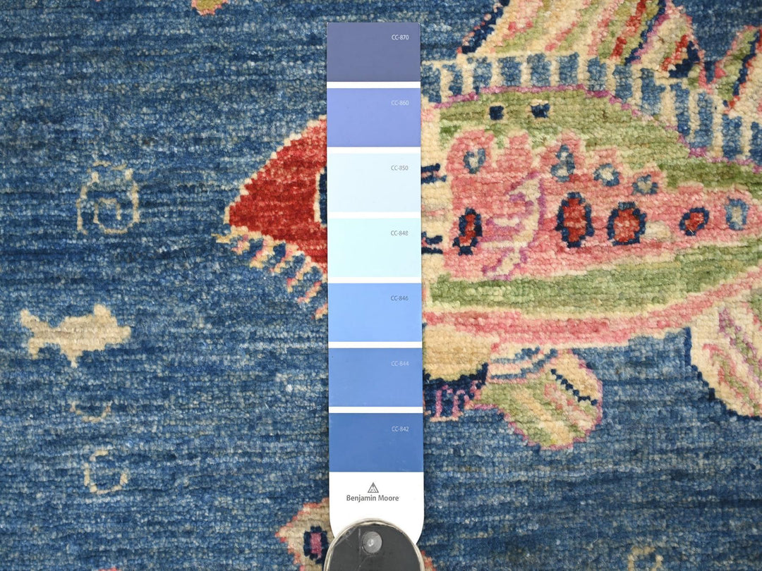 2'6" x 6'2" New Hand Knotted Blue Wool Runner Oriental Rug - MOA10221794