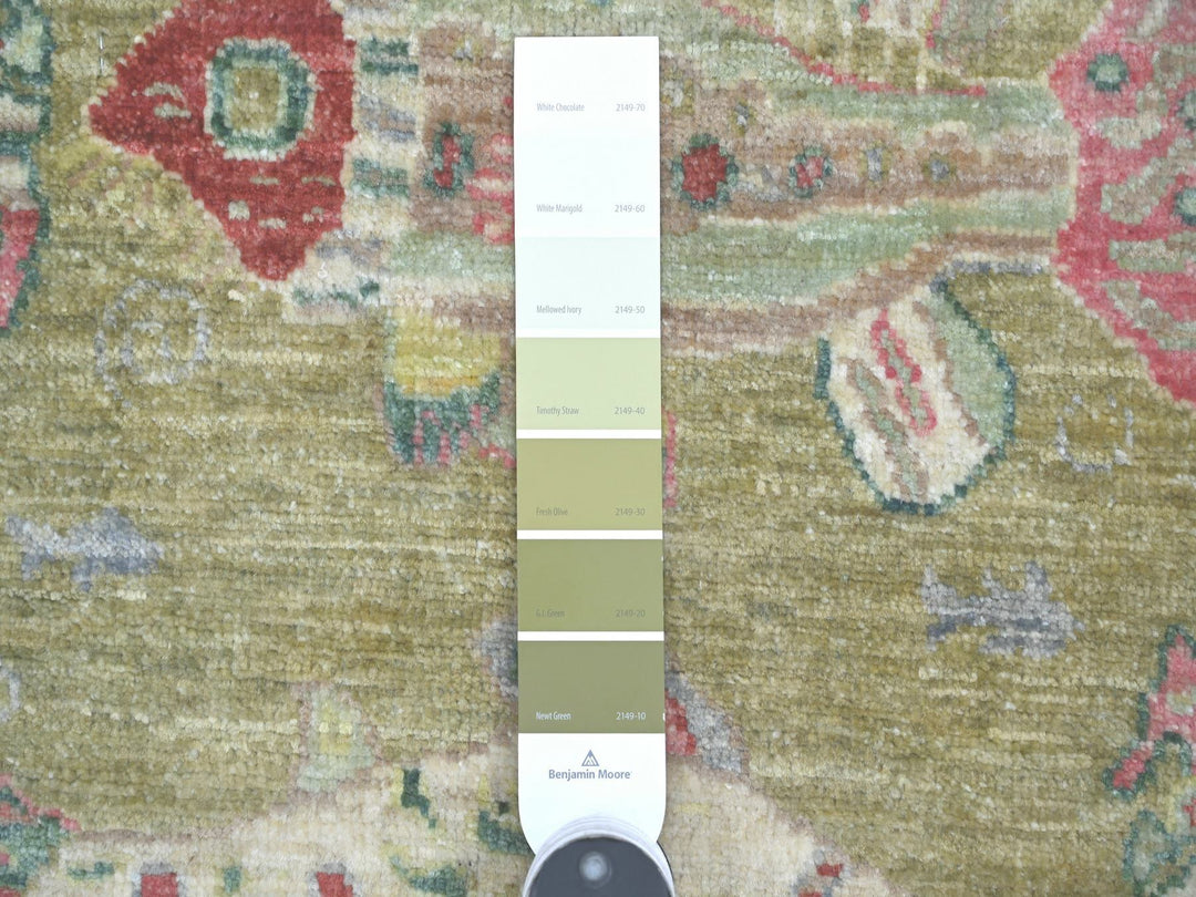 1'11" x 2'9" New Hand Knotted Green Wool Rectangle Oriental Rug - MOA10221796